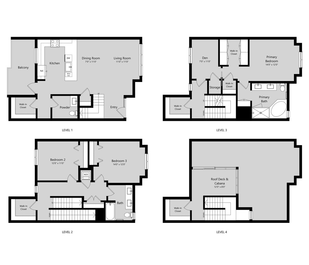 Floor Plan - 3 Bed 2.5 Bath Townhouse + Den