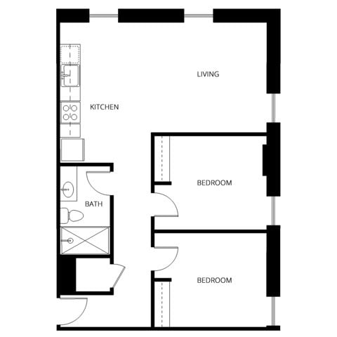 2 Bed | 1 Bath | 649-810 SQ FT - B3-AB