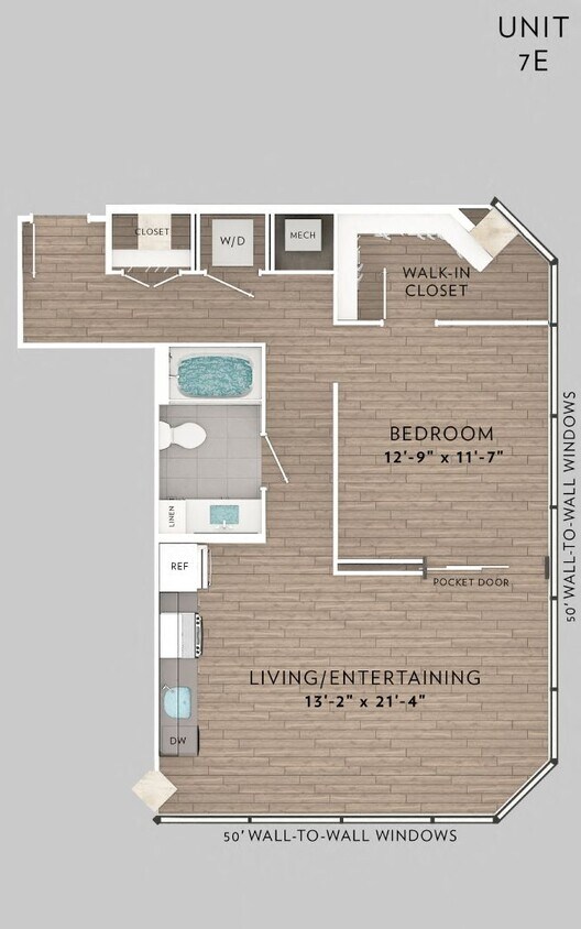 Floor Plan - 7E 1 Bed 1 Bath