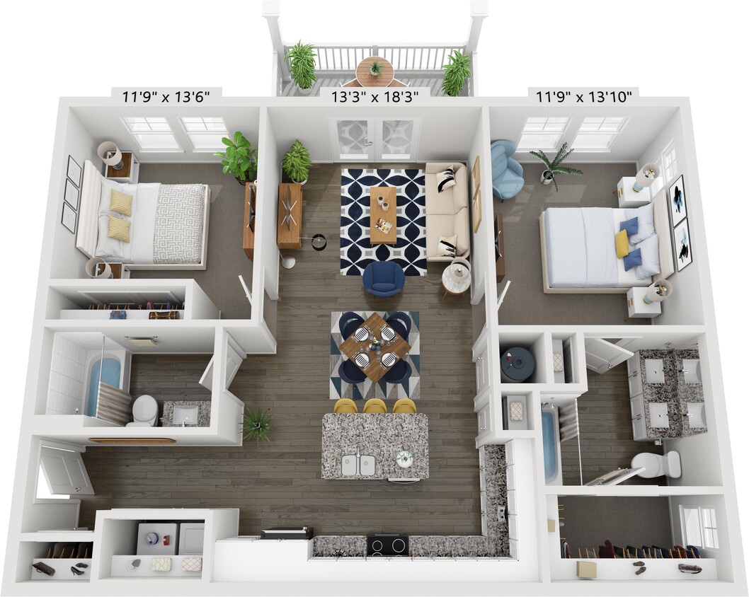 Floor Plan - 2 Bedroom 2 Bathroom