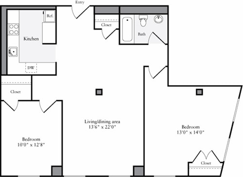 Floor Plan - The Lofts 2 Bedrooms S