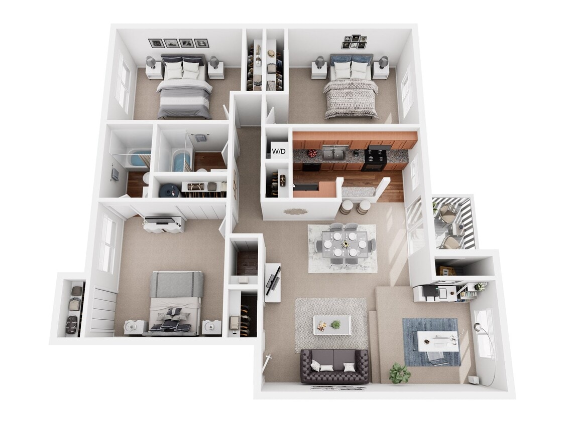 Floor Plan - 3 Bedroom 2 Bathroom 1157 Sq. Ft.