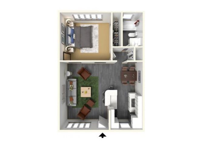 Floor Plan - 1 Bedroom 1 Bath