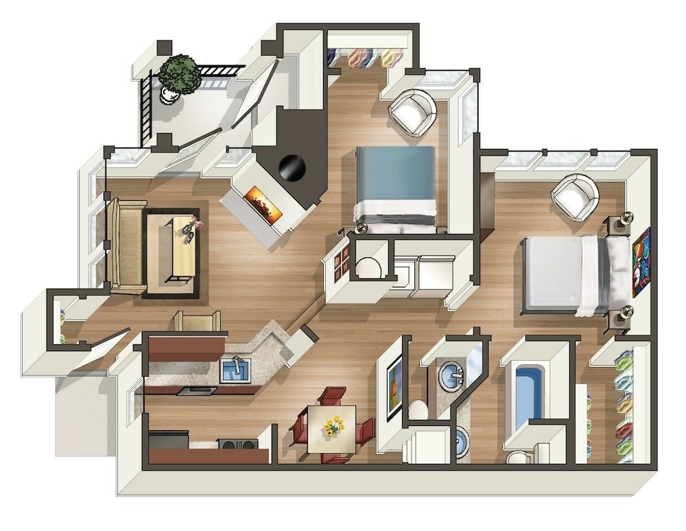B1_2Bed_2Bath_791 sq ft - B1 - 2 Bedroom, 2 Bathroom