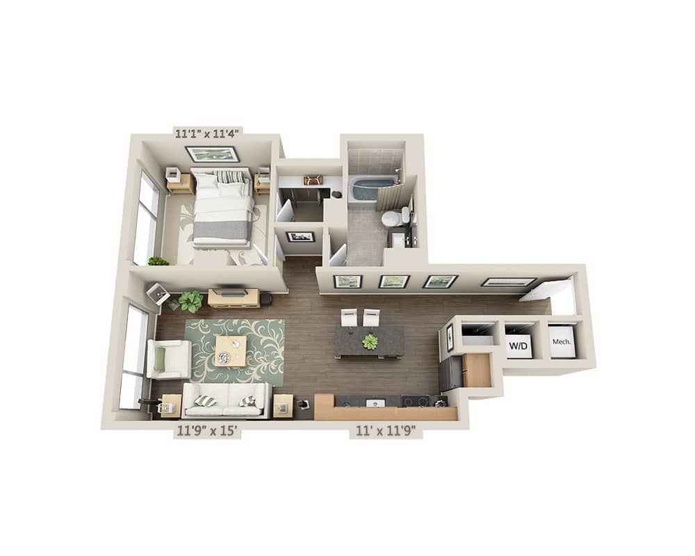 Floor Plan - One Bedroom A1H