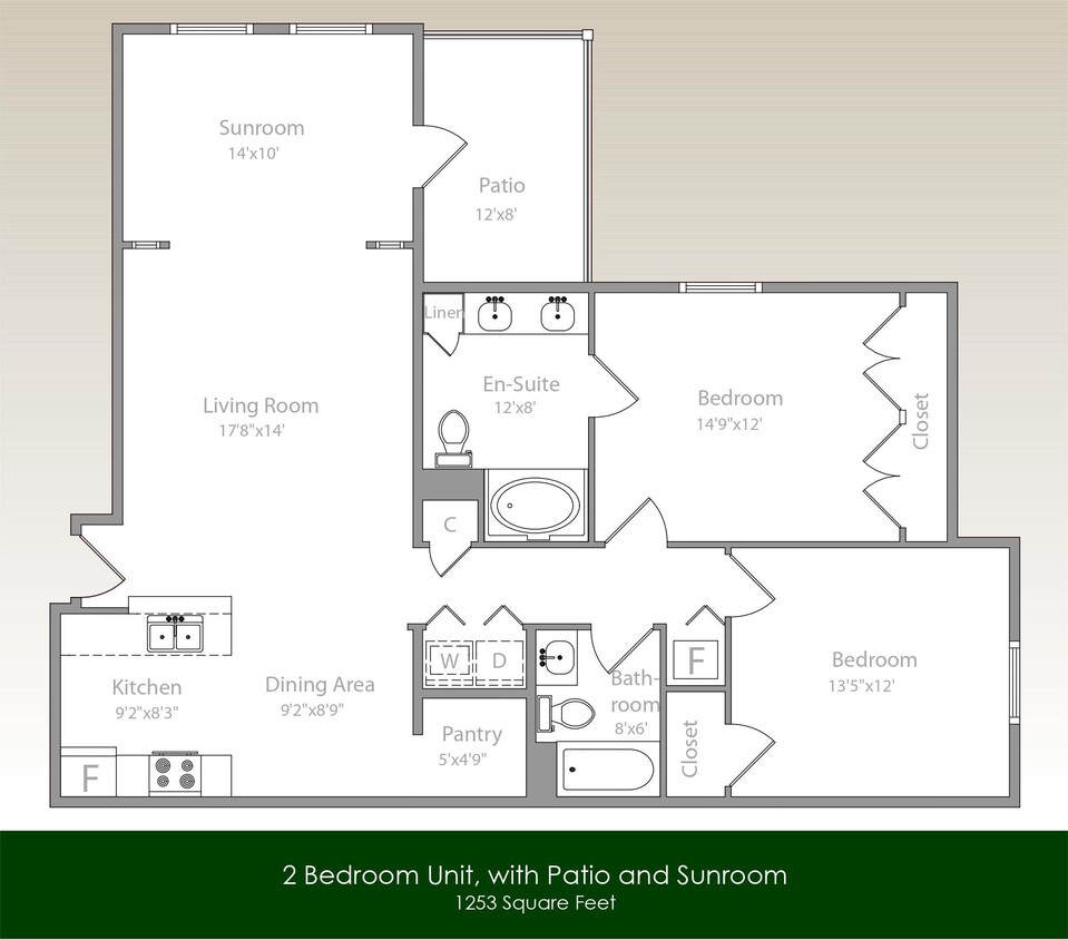 Floor Plan - 2x2 Sunroom/Patio