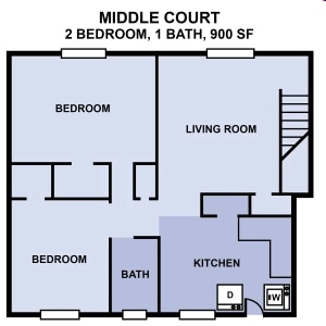 Middle Court 2BR/1BA - 2x1mc