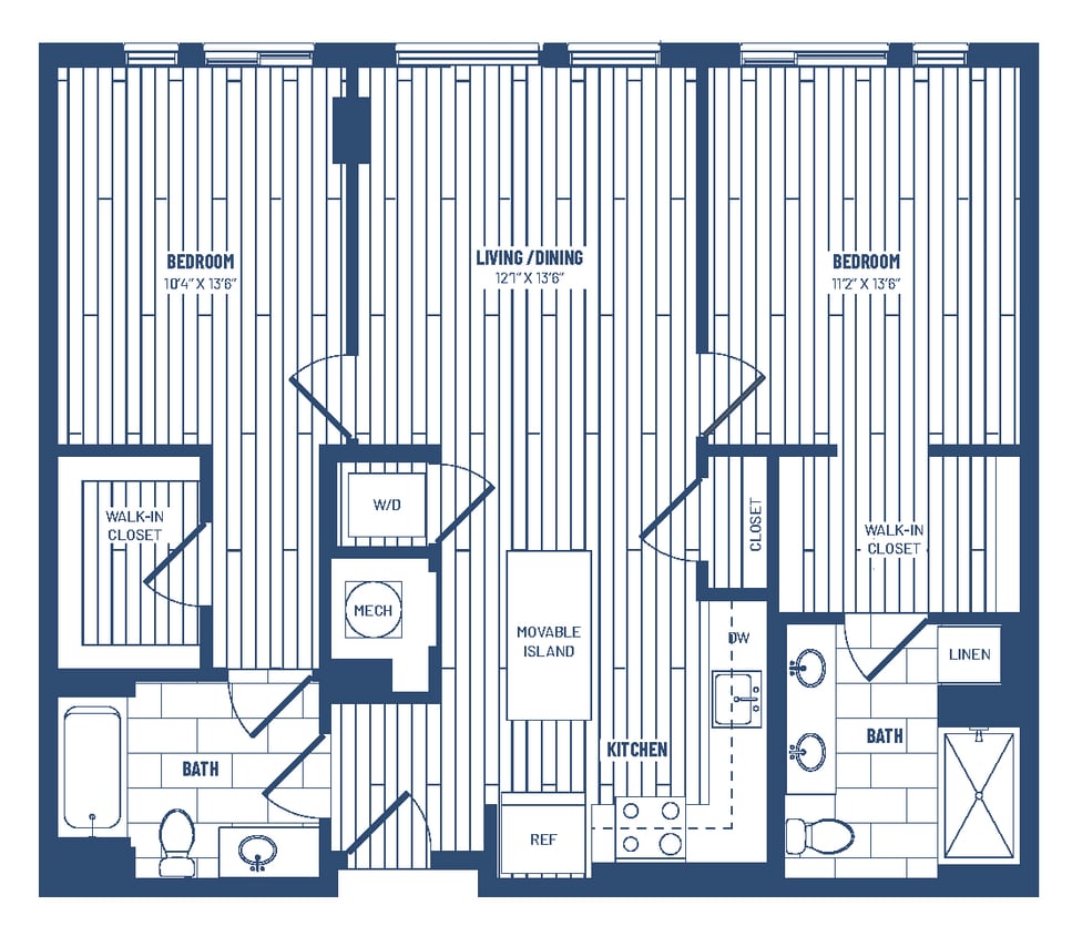 Floor Plan - 2 Bed/2 Bath-H2A