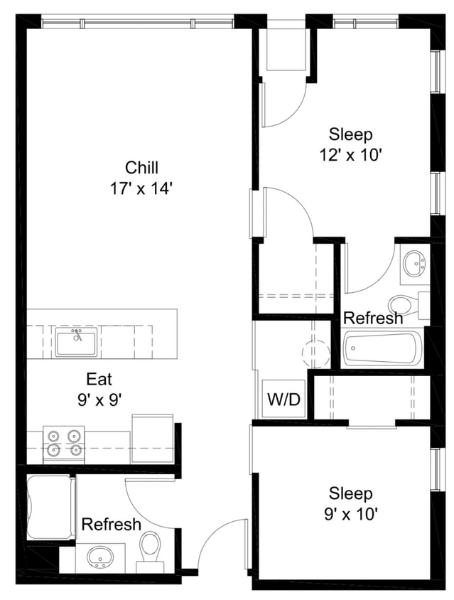 Floor Plan - 2 Bed 2 Bath