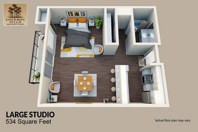 Floor Plan - Junior 0 Bed 1 Bath