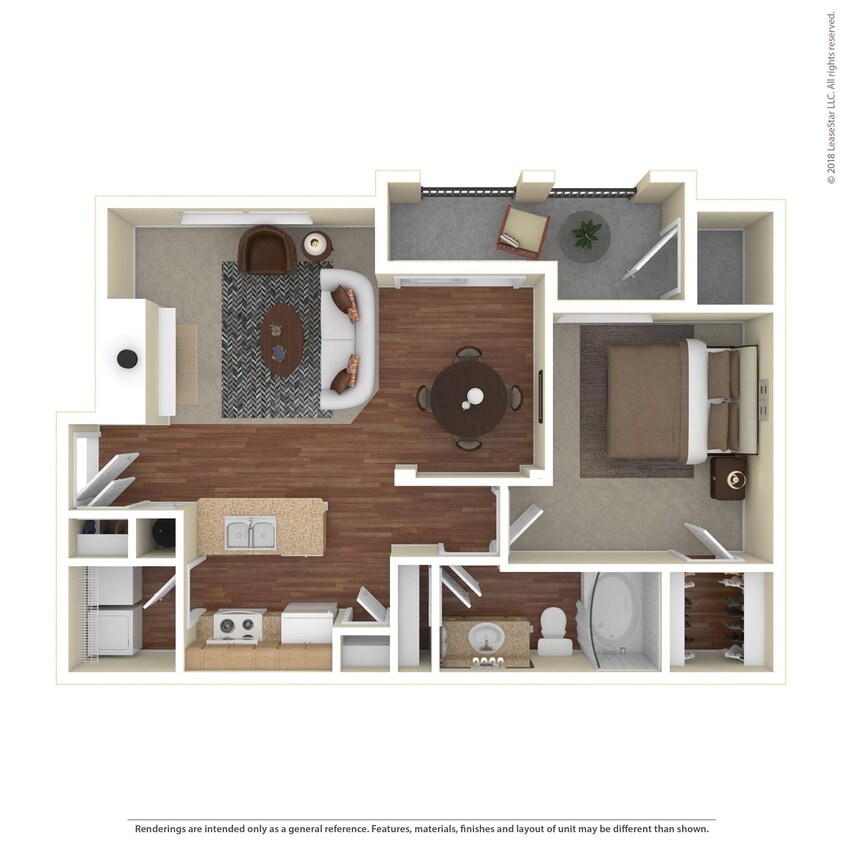 Floor Plan - 1 Bed 1 Bath 945 SqFt (844 Net)