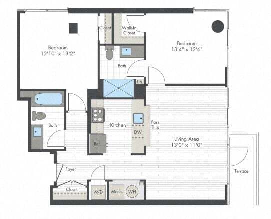 Floor Plan - 2 Bed/2 Bath-S1