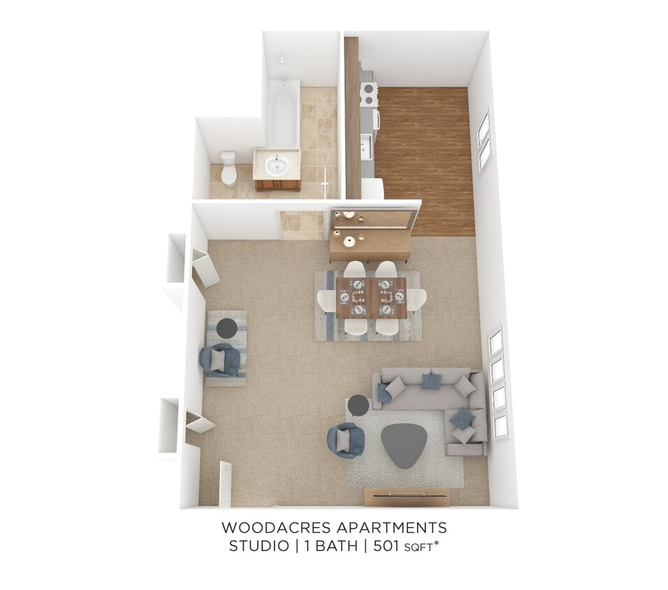 Floor Plan - Studio - 501 sqft