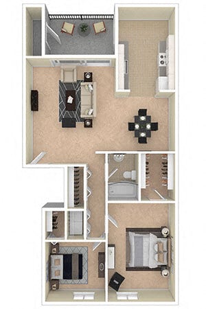 Floor Plan - 2 BEDROOM (A/B) *washers/dryers in select apts.  