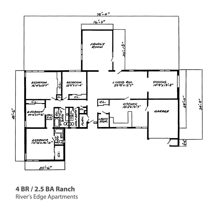 Floor Plan - 4 BR Ranch