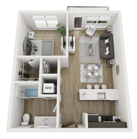 Floor Plan - 1 Bed 1 Bath