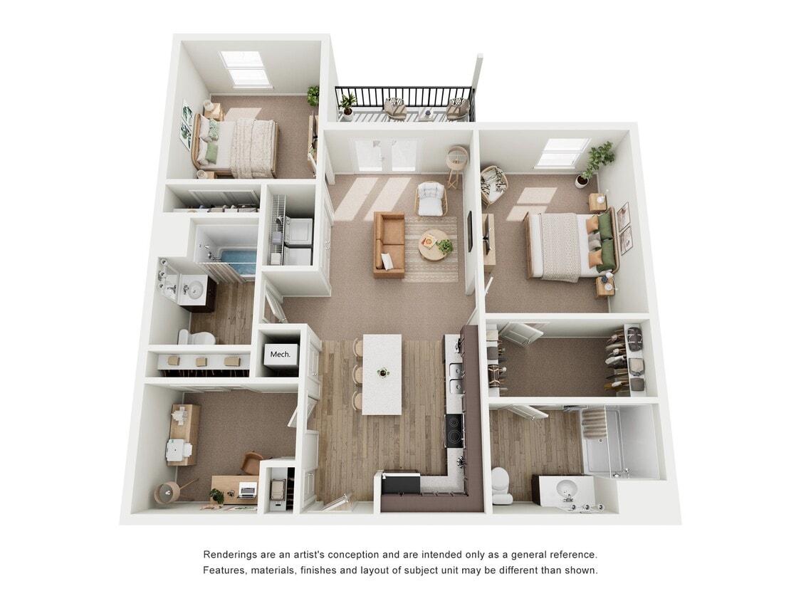 Floor Plan - Two Bedroom Two Bath with Den