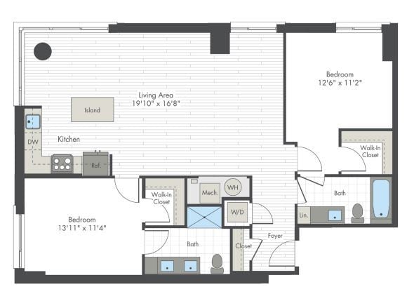 Floor Plan - 2 Bed/2 Bath-T