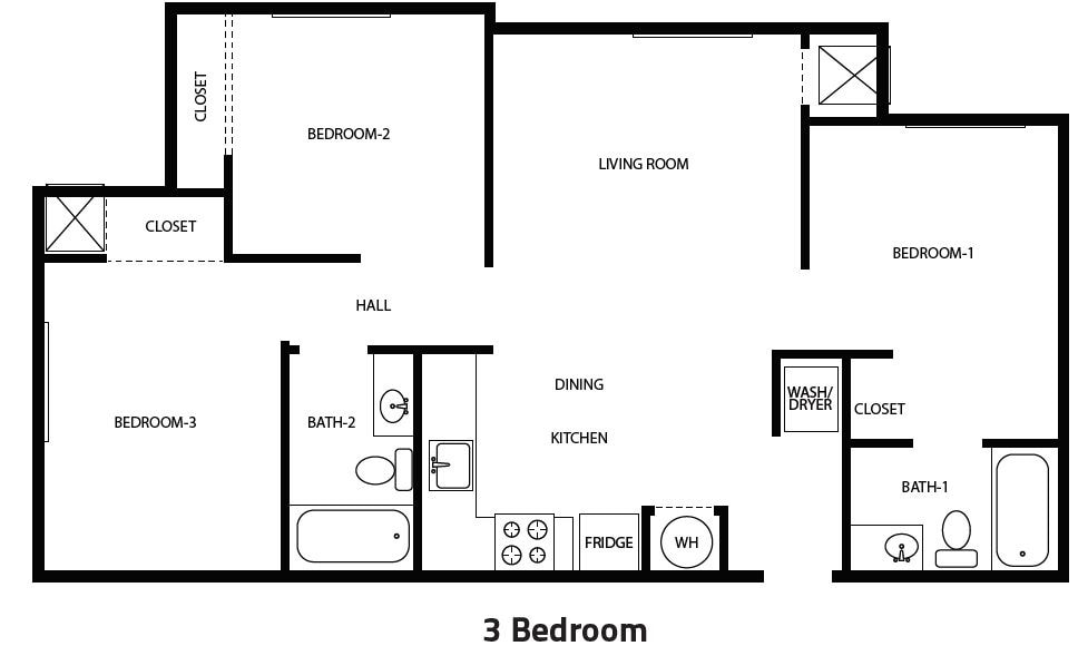 Floor Plan - 3 Bed 2 Bath