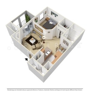 One Bedroom 603 SqFt - One Bedroom