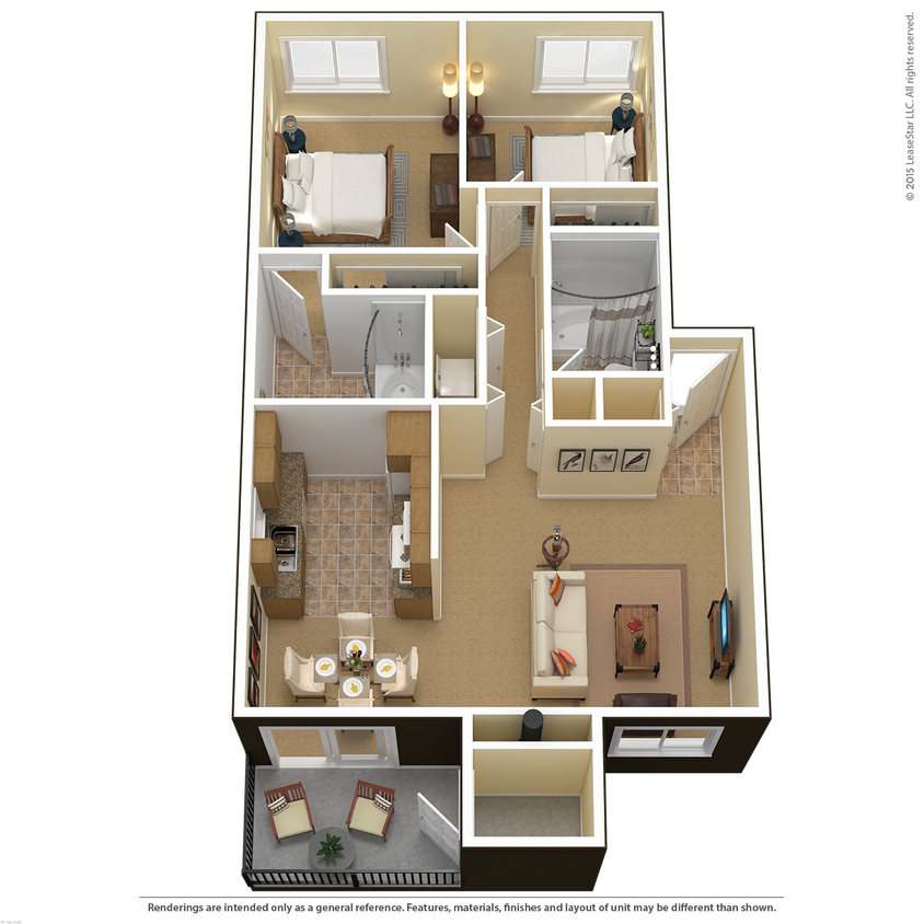 Floor Plan - 2 Bed 2 Bath (D)