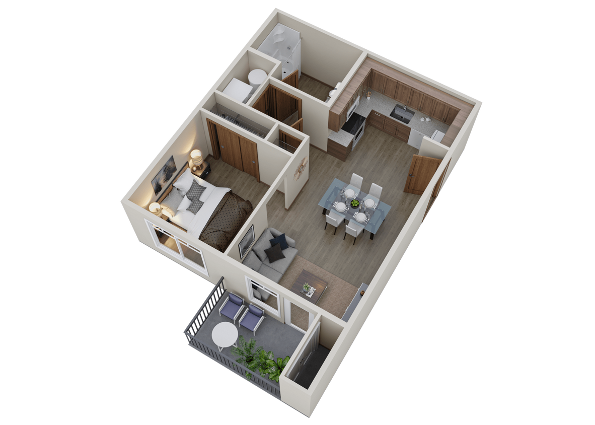 Floor Plan - Open 1-Bedroom 