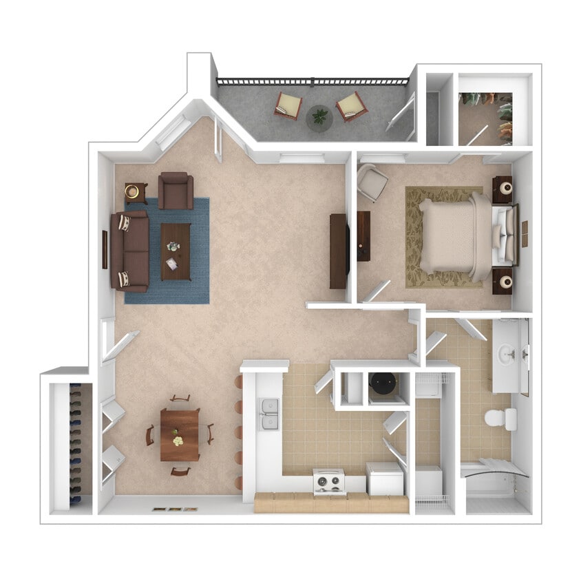 Savannah - 1 Bed, 1 Bath, 750 sq. ft. - 3D Furnished - Savannah