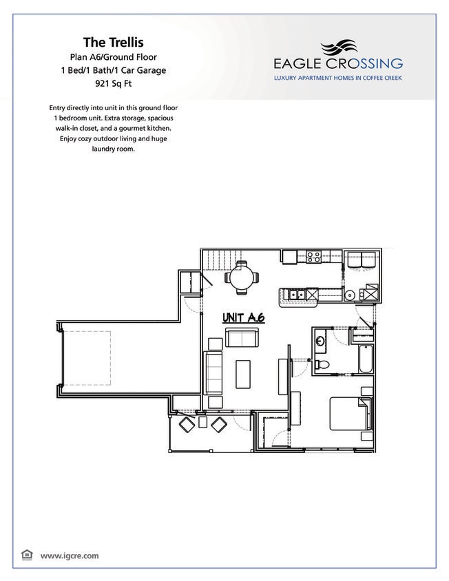 Trellis 1 bed 1 bath 921 sq. ft.-1st floor - A.6-1x1 Trellis