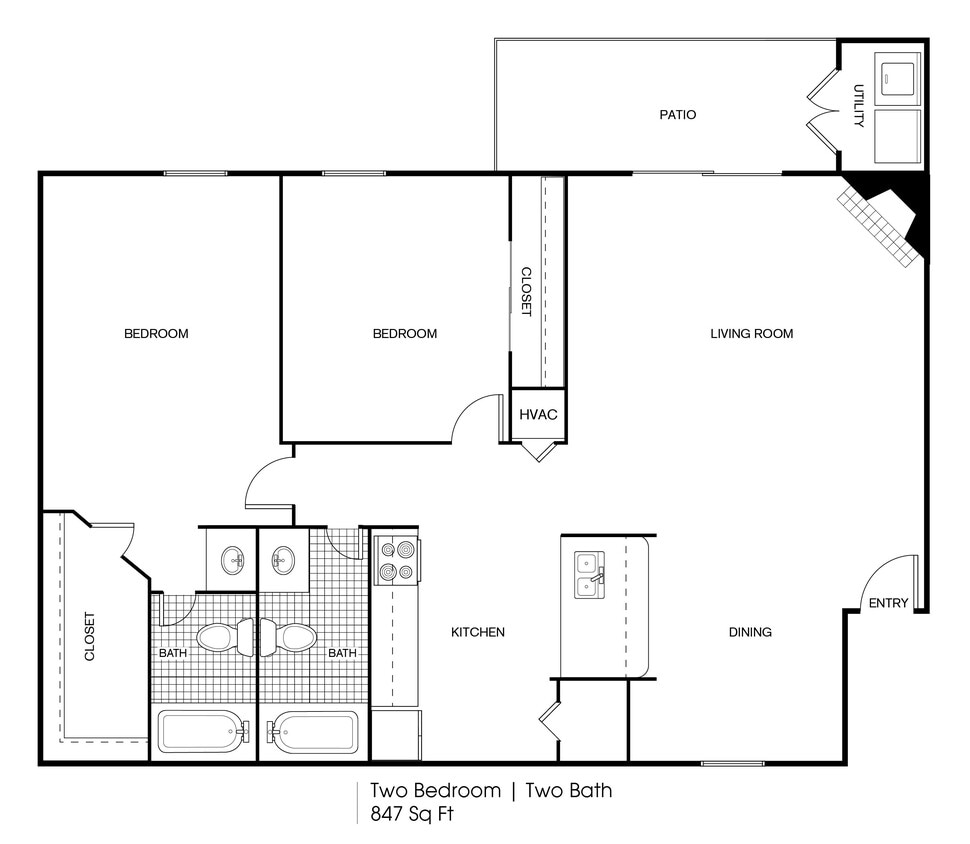 FP_Timber Ridge_B7_847 SF.jpeg - 2 bedroom 2 bath