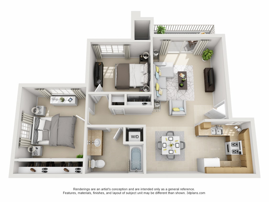 Floor Plan - 2 Bed 1 Bath