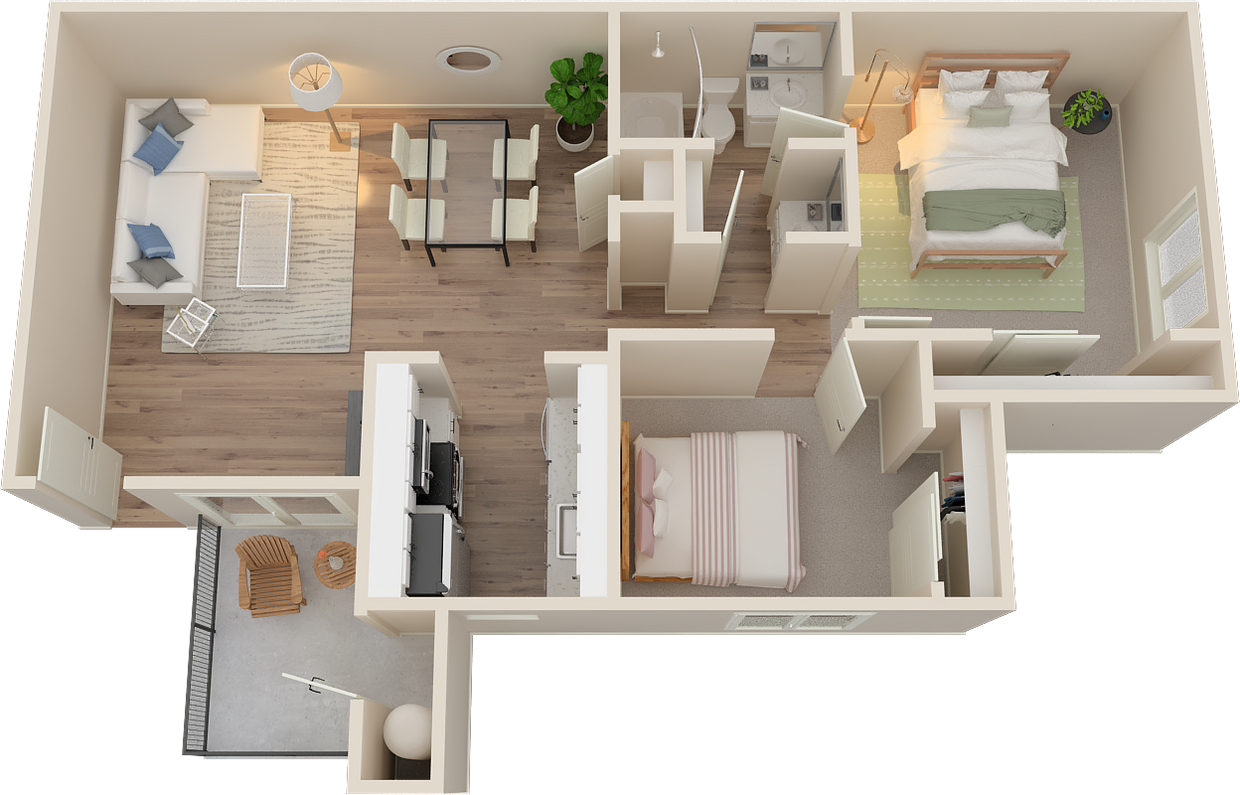 Floor Plan - 2 Bed 1 Bath