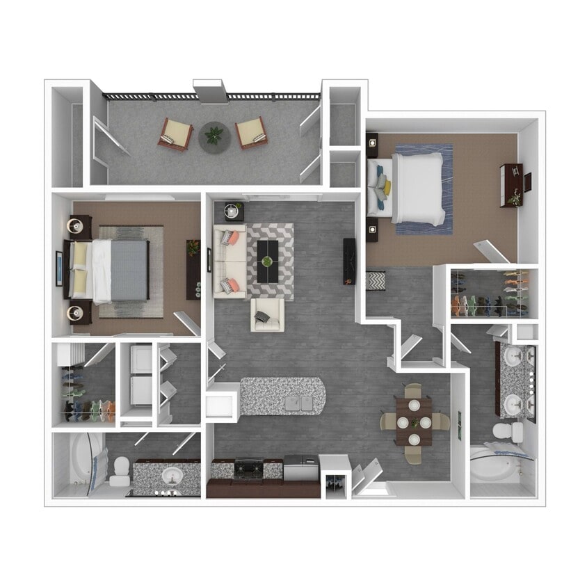 Floor Plan - 2 Bed 2 Bath 1366 SqFt (1140 Net)