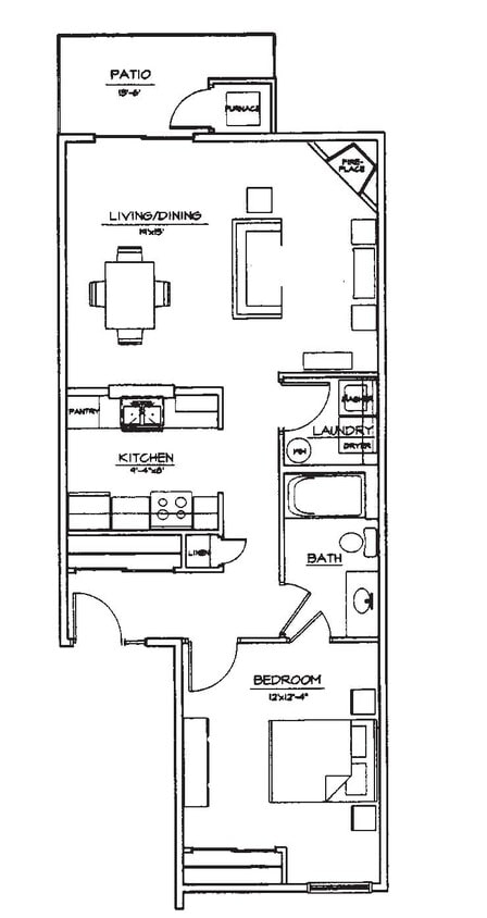 Floor Plan - 1 Bedroom 1 Bathroom 
