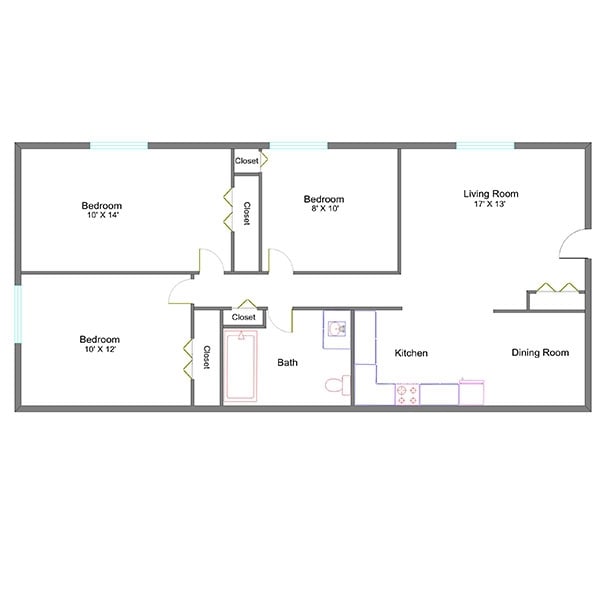 3BR/1BA - 3 Bedroom Deluxe