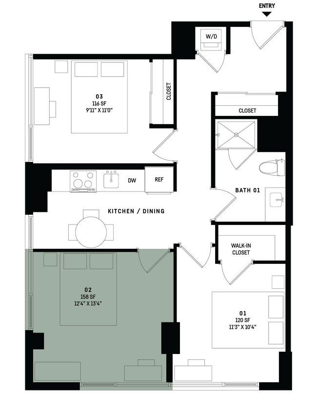 Floor Plan - Co-Living C2-Bedroom 2