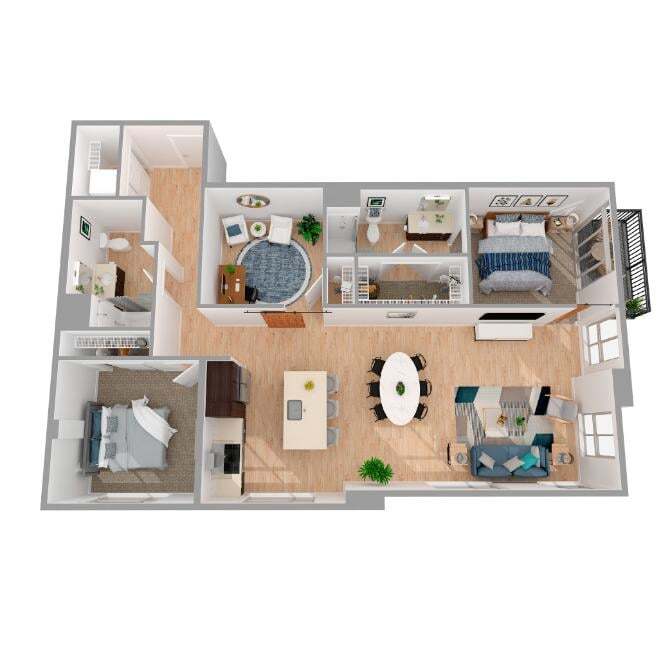 Floor Plan - 2 Bed/2 Bath Den-b1.2