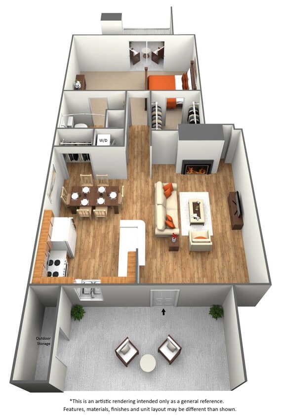 Floor Plan - 1 Bedroom 1 Bath - A1