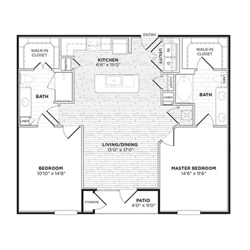 Floor Plan - B1B - Two Bedroom