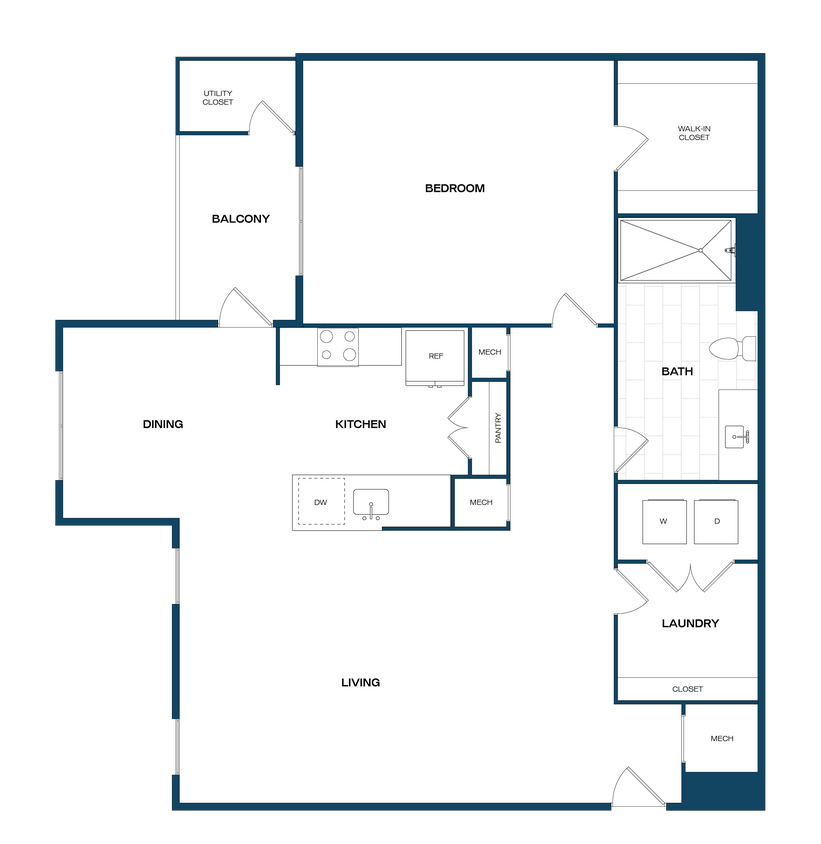 Floor Plan - 1 Bed/1 Bath-A1