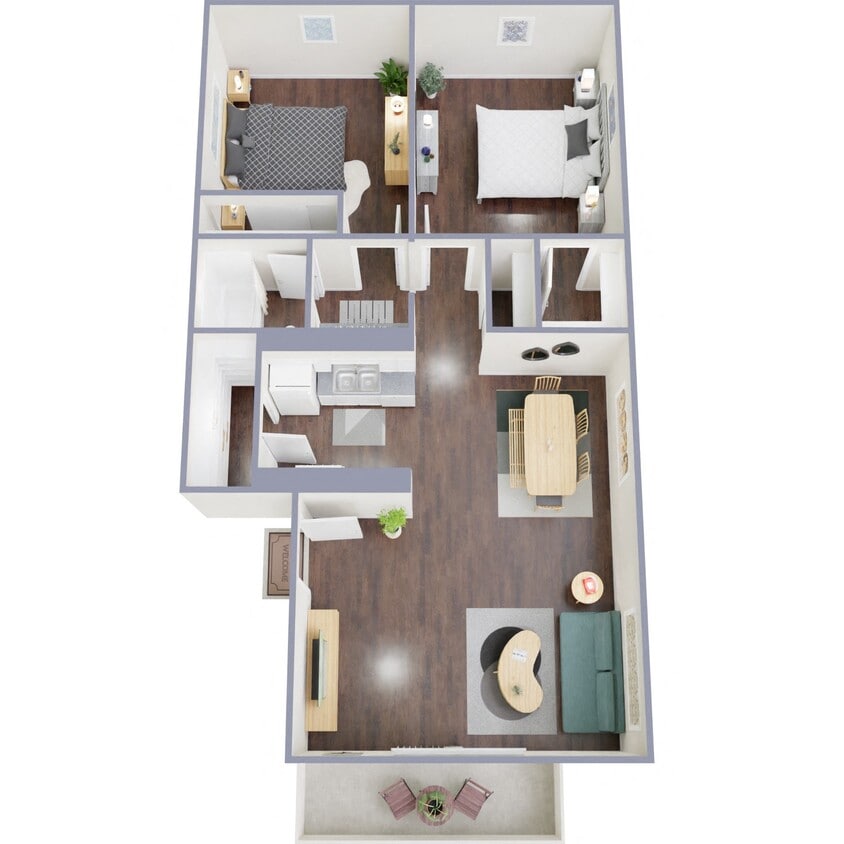 Floor Plan - 2 Bedroom  1 Bath