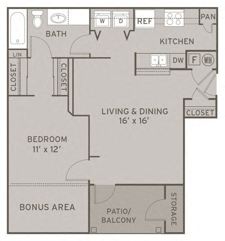 Floor Plan - 1 Bedroom Bonus - Renovated