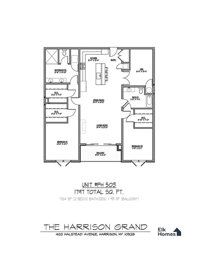 Floor Plan - G: 2Bed/2Bath & Den