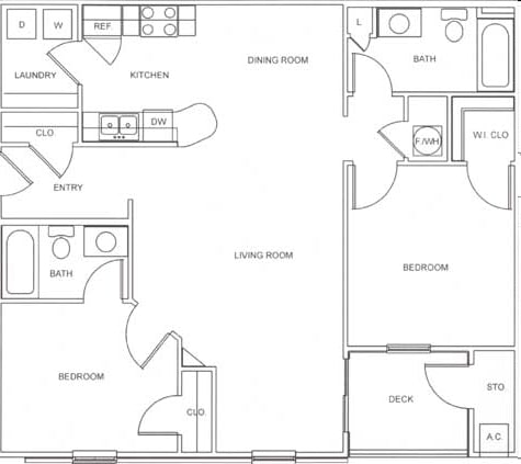 2BR/2BA - 2x2