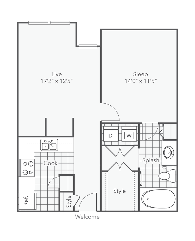 Calhoun | 1-Bedroom Floorplan - Calhoun