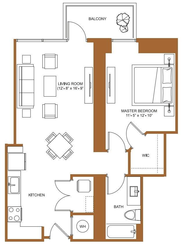 Floor Plan - 1 Bed/1 Bath-A5