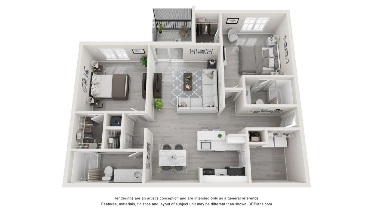 Floorplan for Santa Maria, two bed two bath. - The Santa Maria