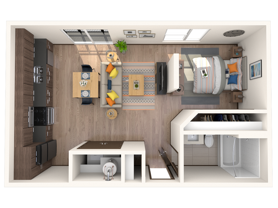 Studio | 1 Bath | 555 SF - E1B
