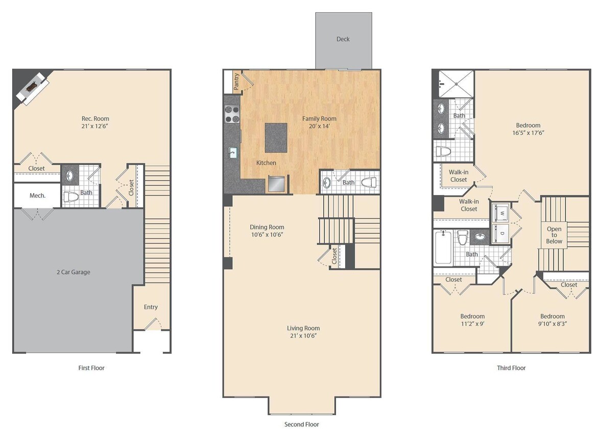 Floor Plan - 3 Bed/2.5 Bath Townhome-C1THa