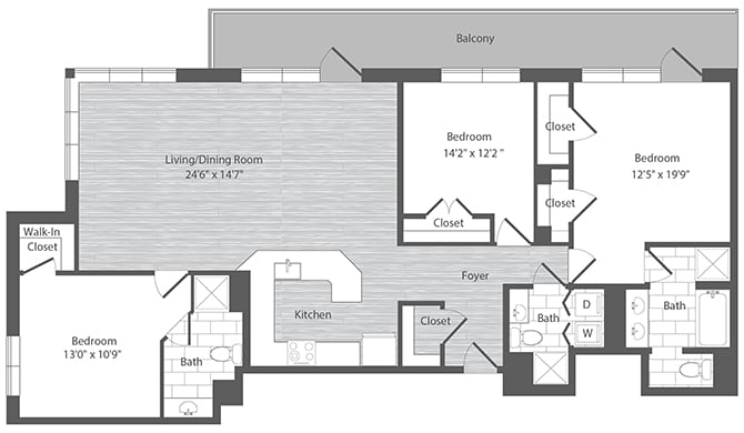 Floor Plan - 3 Bed 3 Bath - C2
