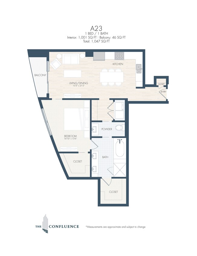 Floor Plan - A23 | Midrise 1 Bedroom